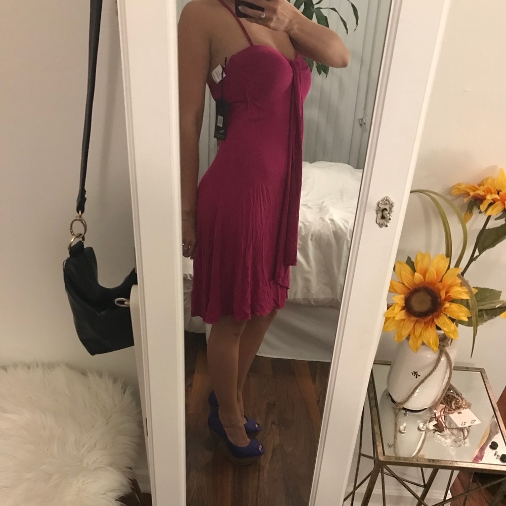 ✨Brand New✨ Fuschia Ruffle Halter/Strapless Dress